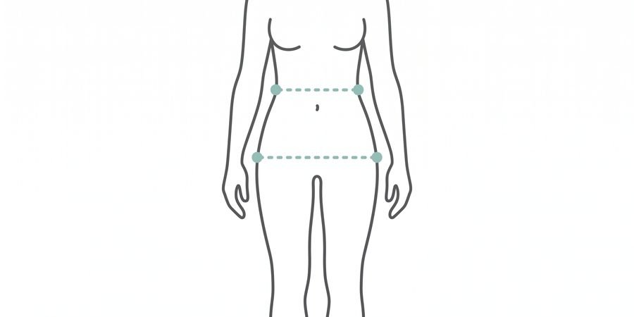 Diagram showing the correct waist and hip measurement points on a body outline